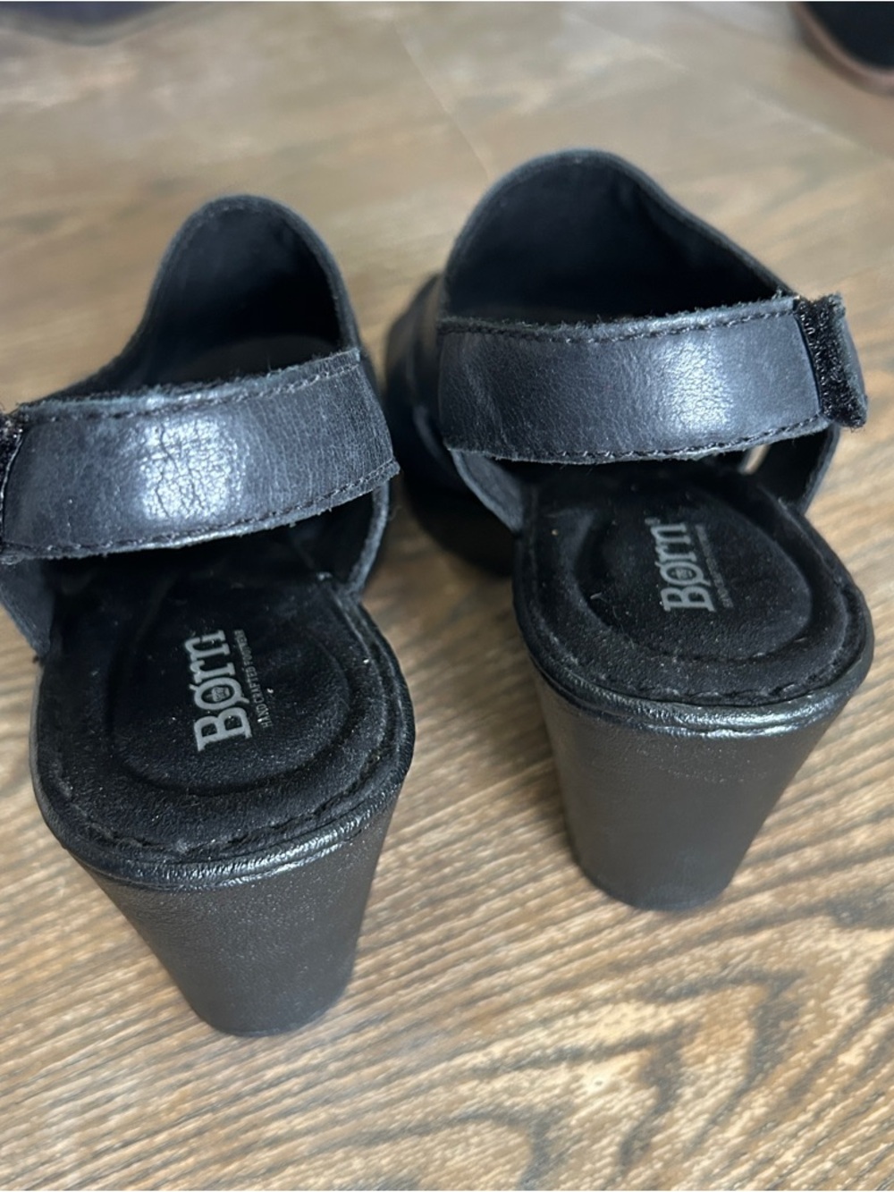 Born Wevika Dress Sandal Black Leather Upper 3.5 Inch Heel Size 9 - Picture 6 of 11